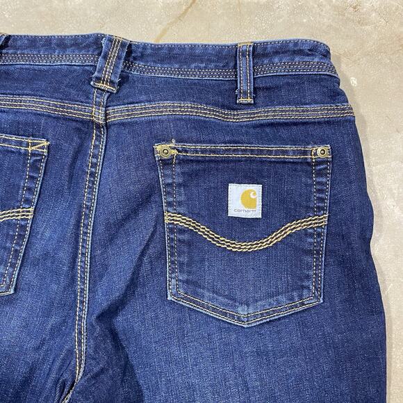 Carhartt Relaxed Fit Jeans Women 6 Short Blue Denim Workwear Bootcut - Picture 2 of 12